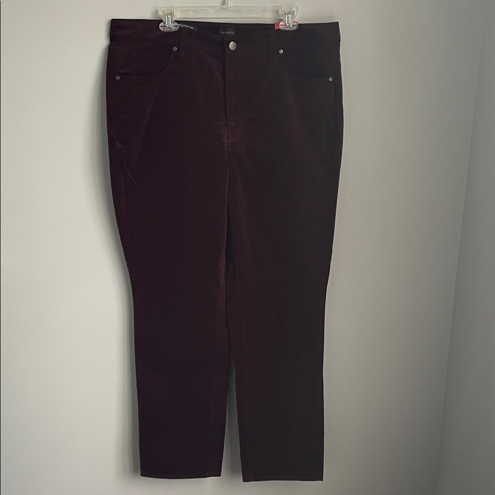 New Talbots Burgundy Straight Leg Curvy Slimming Corduroy Pants Size 16W - Picture 8 of 10